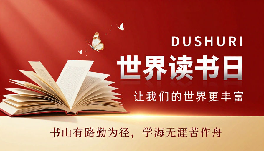 红色光影中的世界读书日艺术海报
