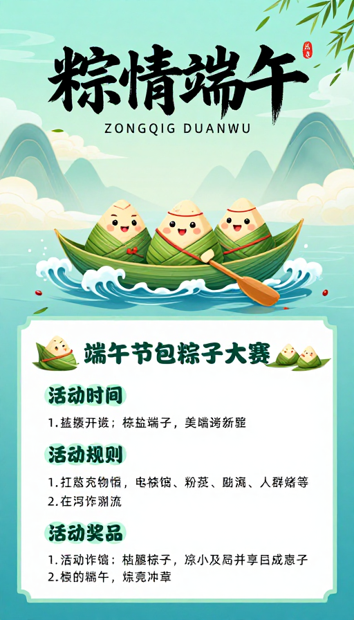 端午国风粽情·清凉夏日江畔宣传海报