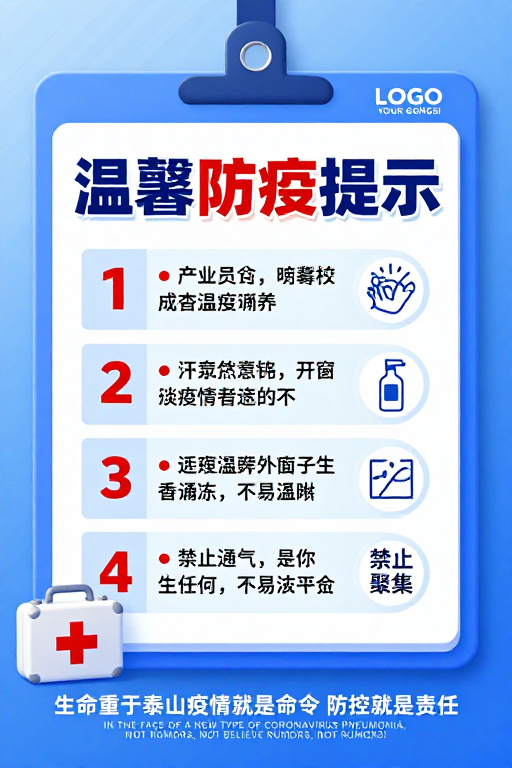 温馨防疫提示:专业健康宣传海报设计