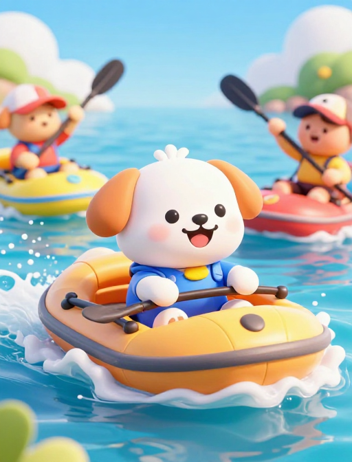 Q版3D狗狗欢乐漂流瞬间
