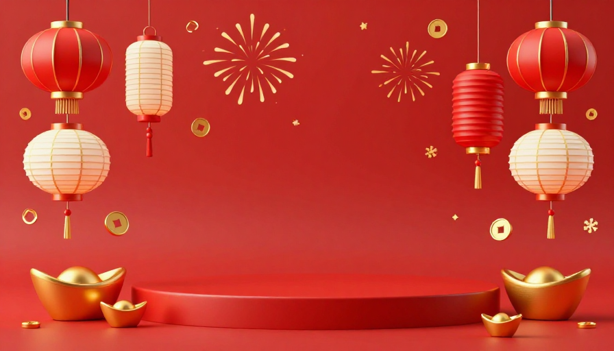 喜庆中国风3D新年背景 金色元素点缀