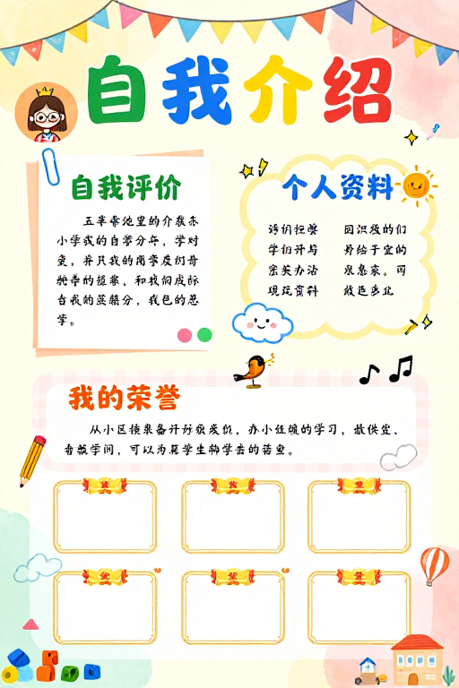 童趣校园自我介绍竞选海报