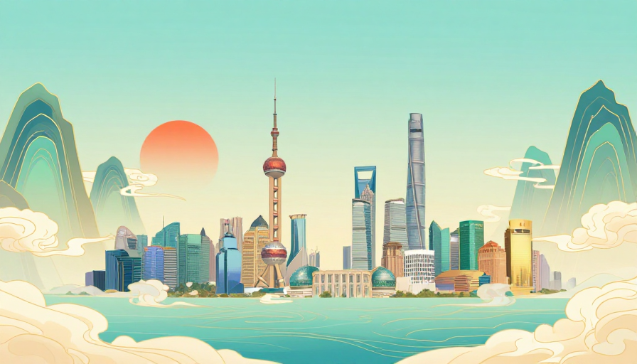 青金交织新中式未来城市意象