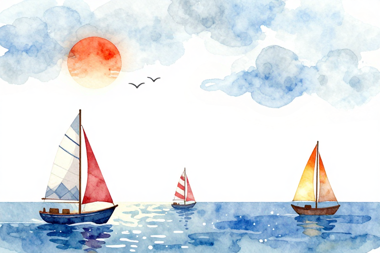 水彩手绘海景:清新宁静度假氛围