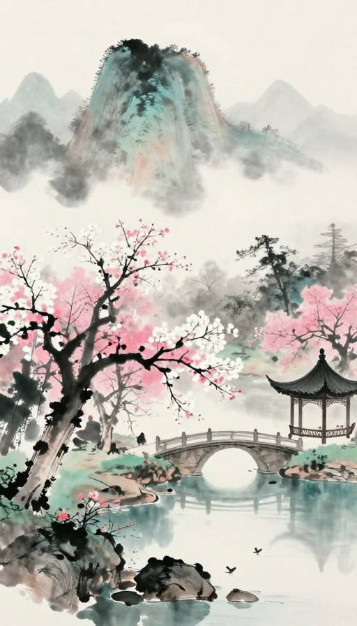 水墨诗意：中式园林与自然和谐共生的静谧画卷