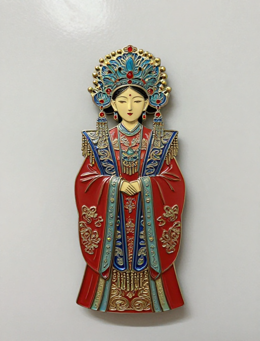 金属凤冠霞帔冰箱贴：精致中式家居装饰