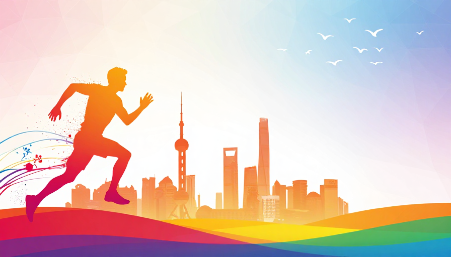 活力跃动城市剪影:橙红喷溅与现代地标插画