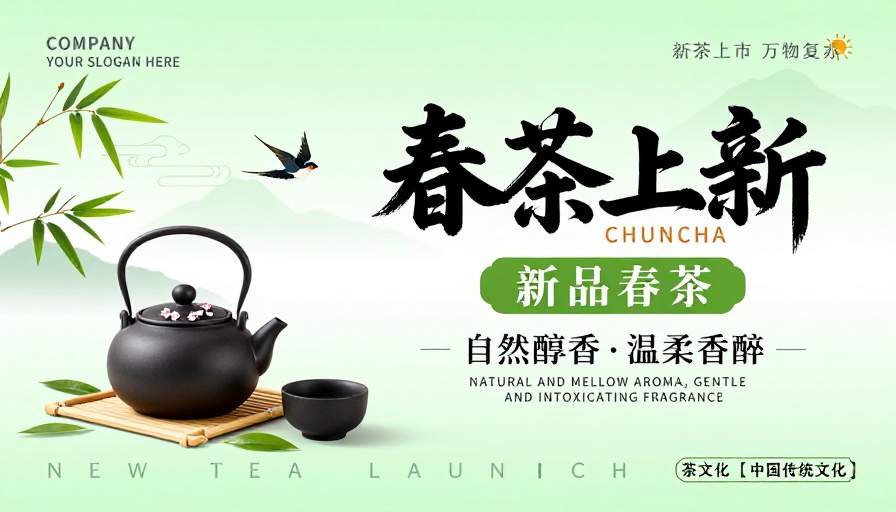 春意盎然的春茶新品文化海报