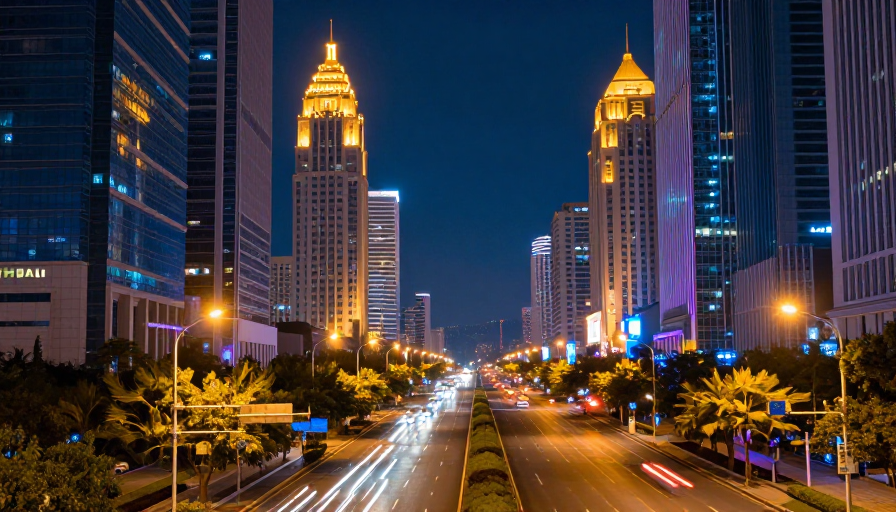 霓虹流光:现代都市夜景核心视觉呈现