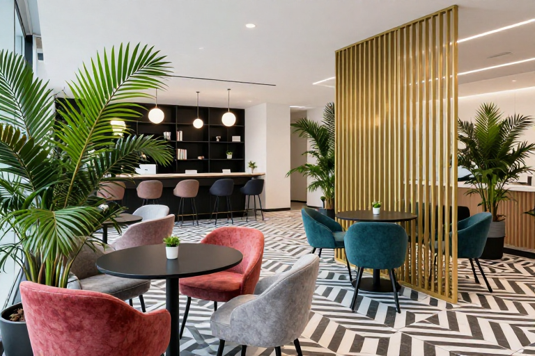 现代办公休闲区:色彩与光影的时尚融合