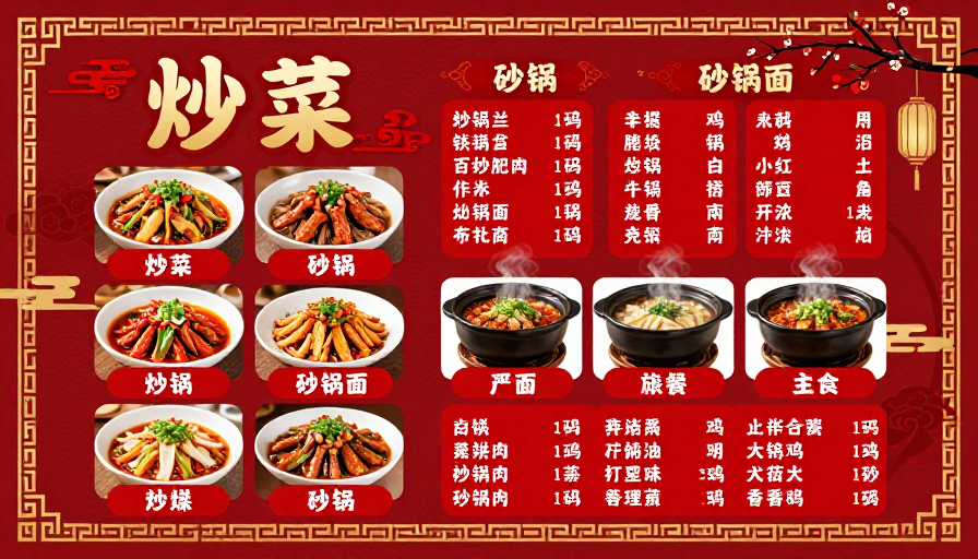 喜庆中式餐厅菜单海报设计