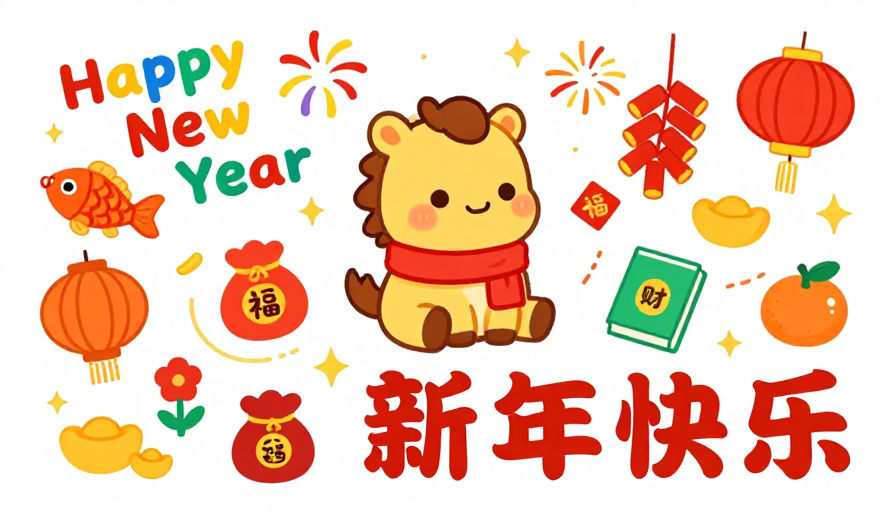 卡通小马新春贺卡:色彩鲜艳的春节祝福