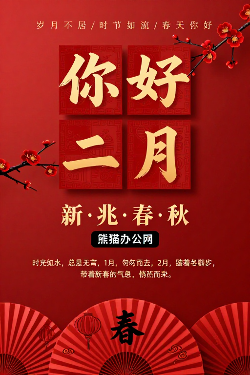 新春祝福与时间哲思的红色中国风海报