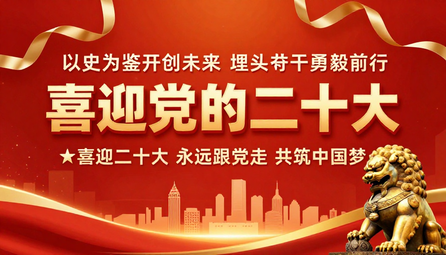 喜迎二十大:红金主调庄严热烈海报设计