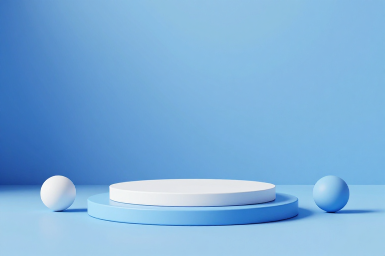 极简蓝调3D渲染空间,现代产品展示级视觉