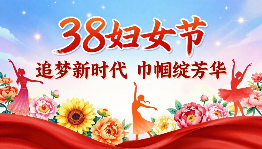 三八妇女节庆典海报:热烈绽放,巾帼风采