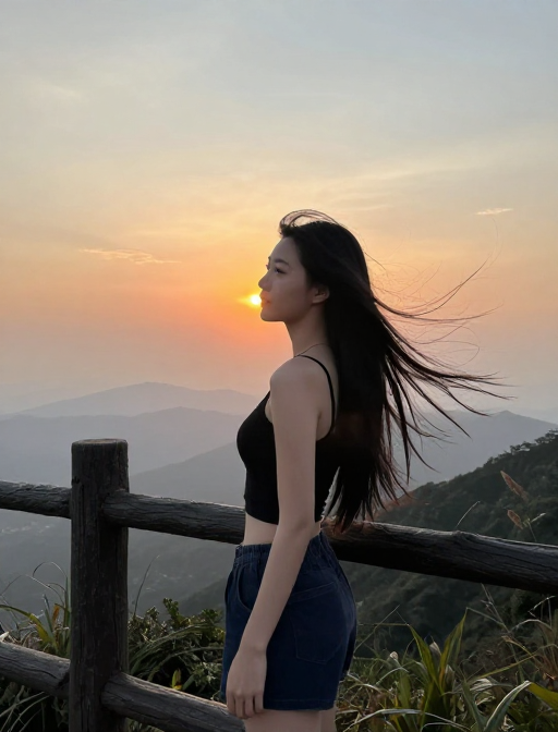 丁达尔光线中的时尚少女