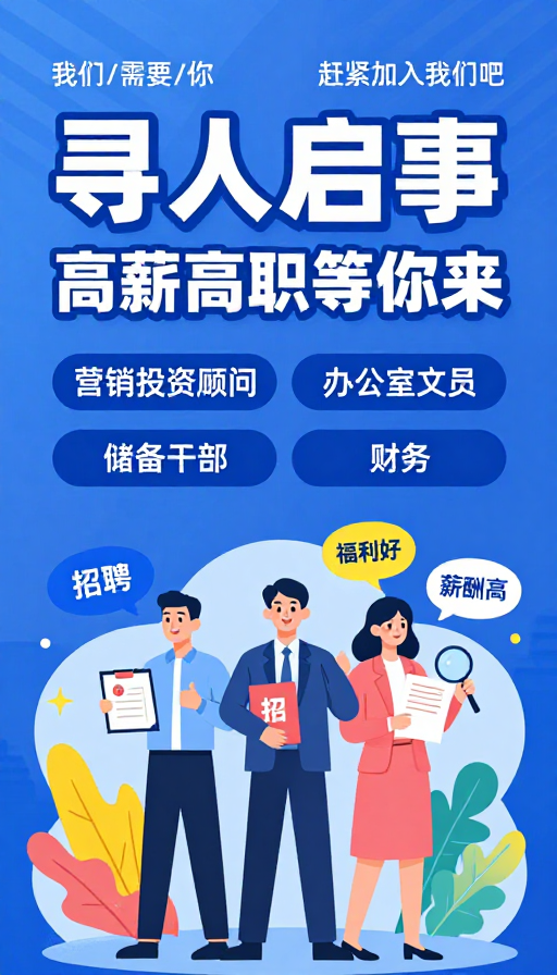 企业招聘海报：寻人启事与高薪职位邀请