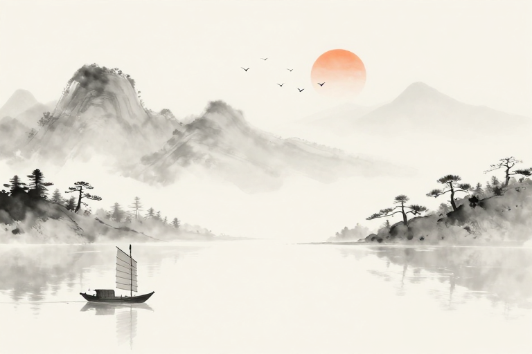 水墨意境山水图:淡雅朦胧的东方美学画卷