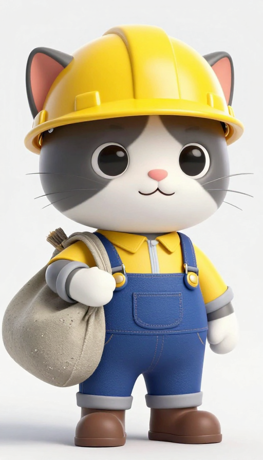 皮克斯风工猫：可爱猫咪工地工作装
