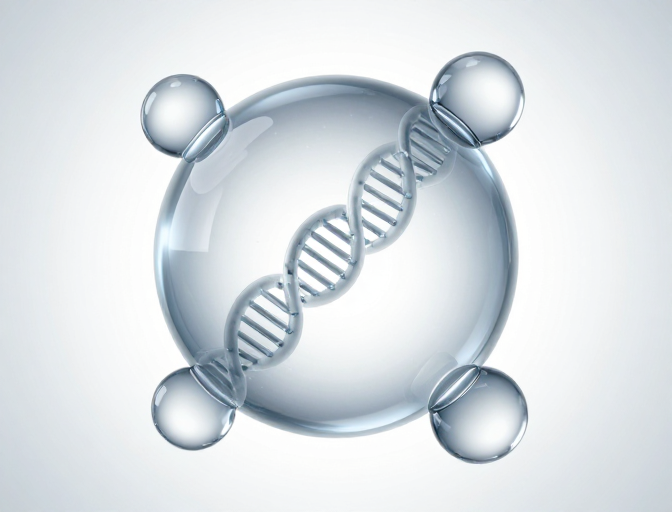 微观基因链的科技艺术表达:透明分子球体结构