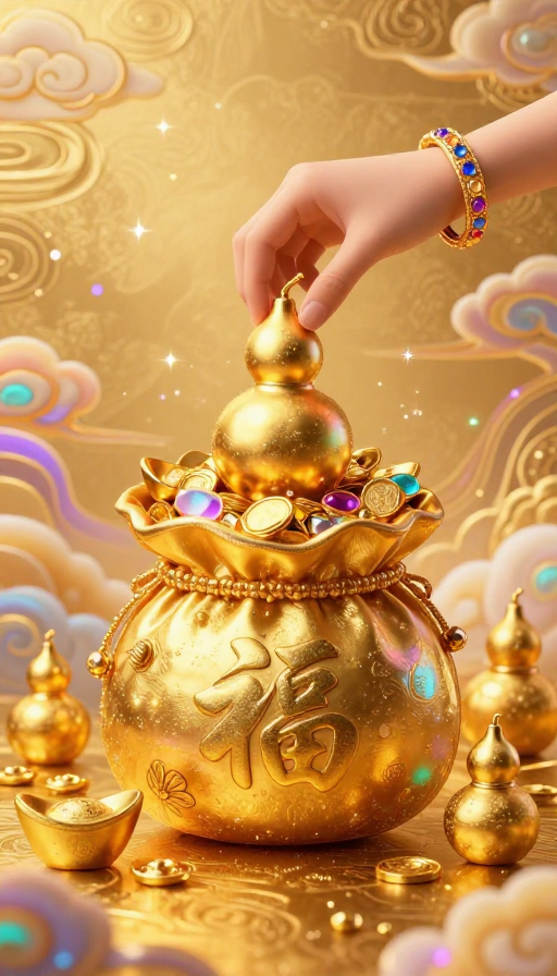 金葫芦纳福：传统吉祥与富贵意象的完美融合