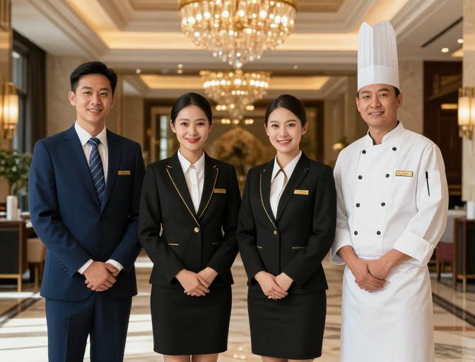 豪华酒店专业团队合影，展现卓越服务形象