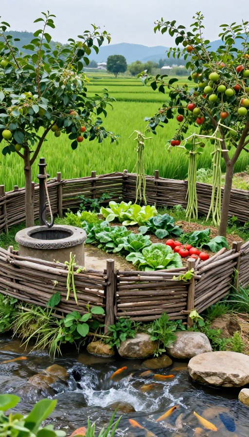 8K高清农家小院全景：生机与丰收的田园画卷