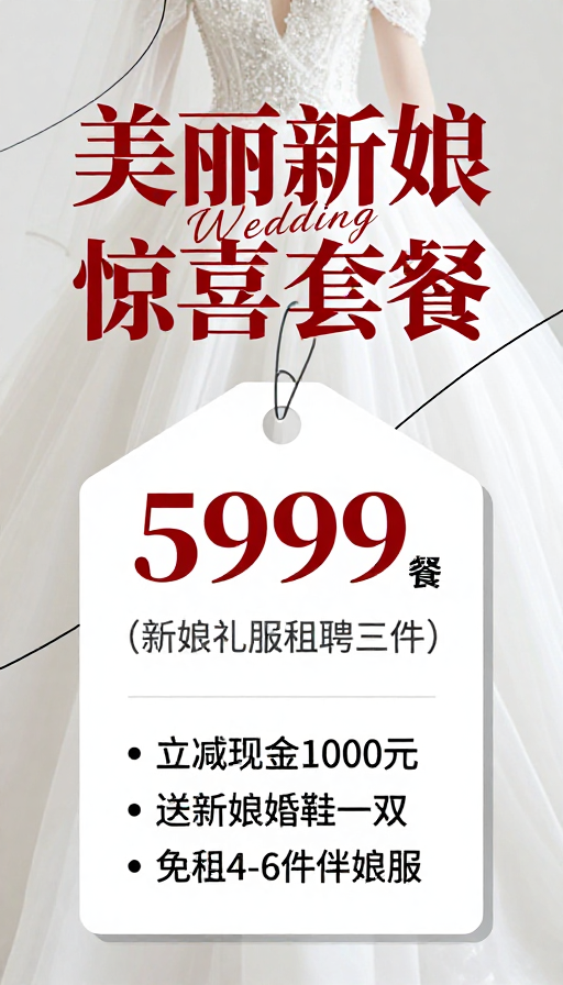婚礼新娘惊喜服务优雅促销海报