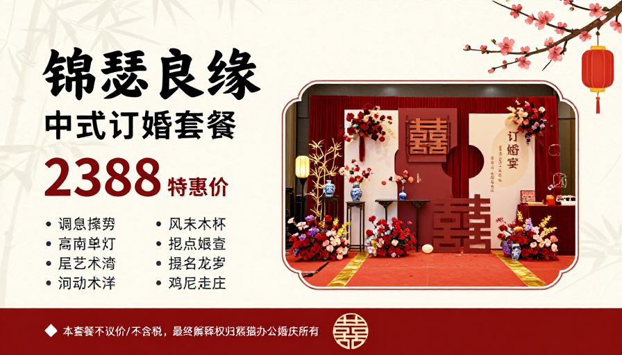 锦瑟良缘中式订婚宴套餐宣传海报
