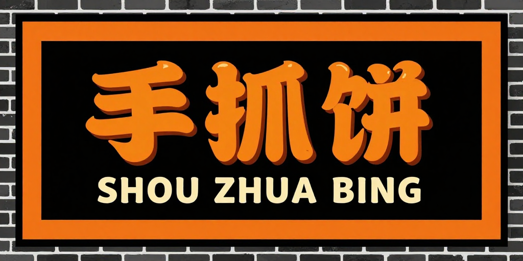 复古现代感手抓饼招牌设计