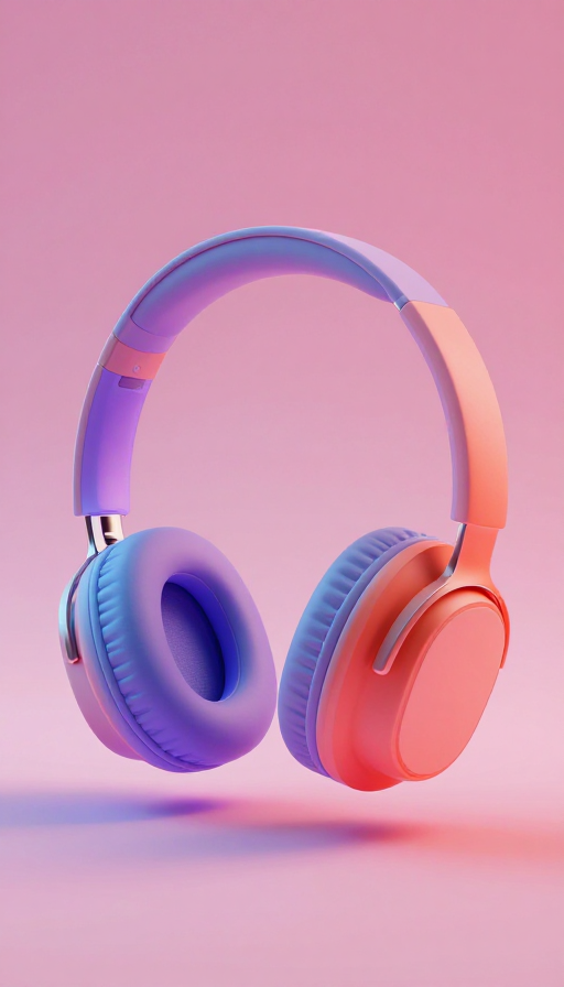 未来感耳机：蓝紫橙渐变科技美学