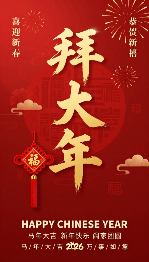 红金喜庆中国风新年书法海报设计