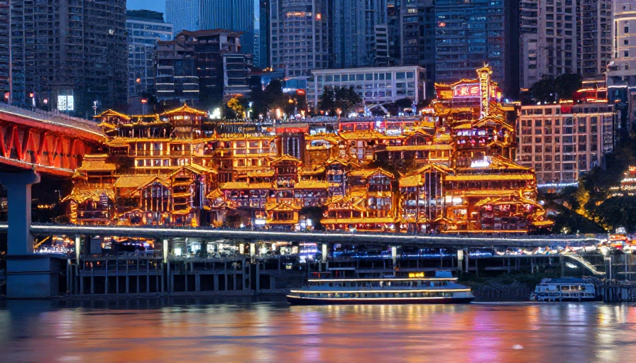 重庆洪崖洞夜景：传统与现代交融的璀璨光影