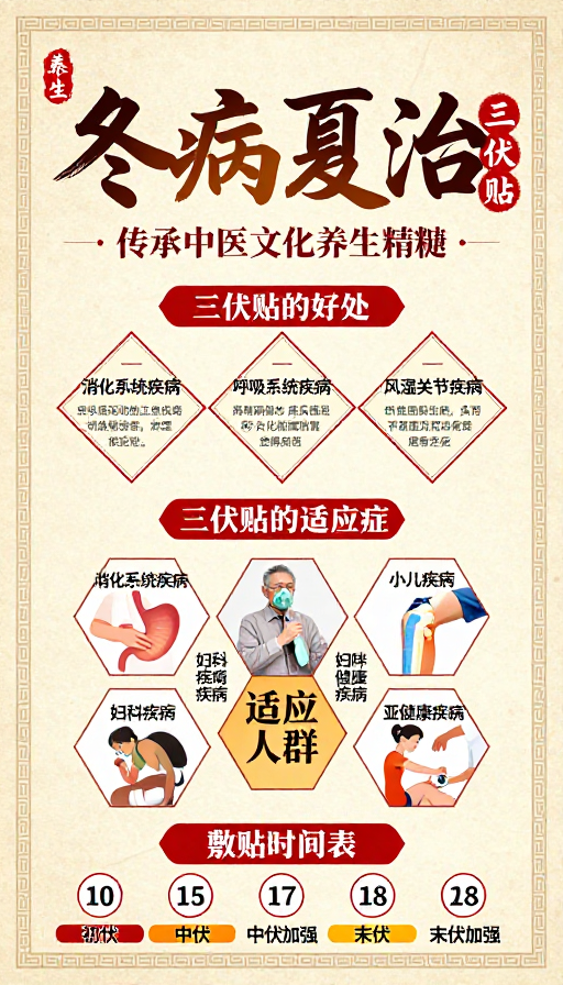冬病夏治：古风中医三伏贴养生海报设计