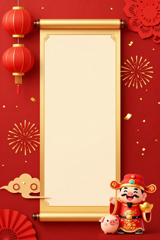 喜庆中国新年金色卷轴背景