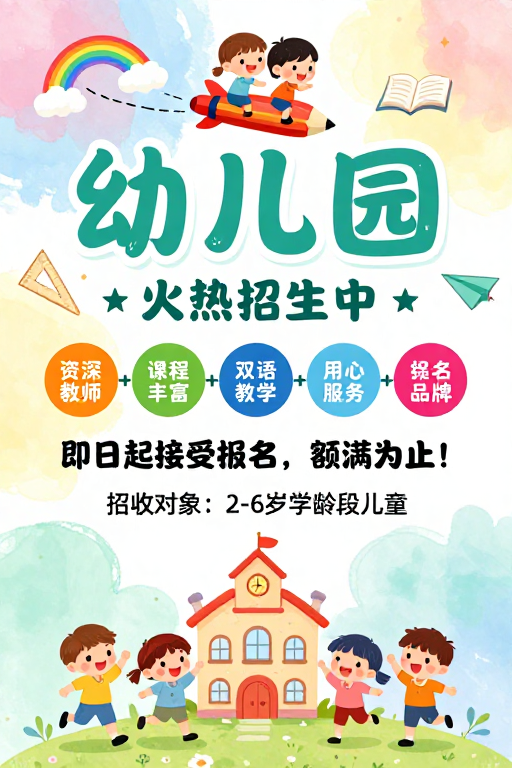 童趣手绘幼儿园招生宣传海报