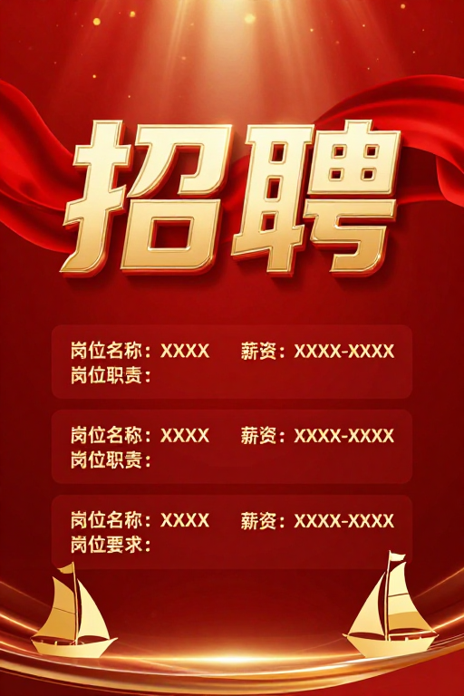 热烈喜庆金红相映企业招聘宣传海报