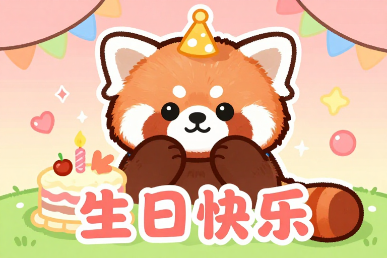 萌趣小熊猫陪你共赴生日庆典