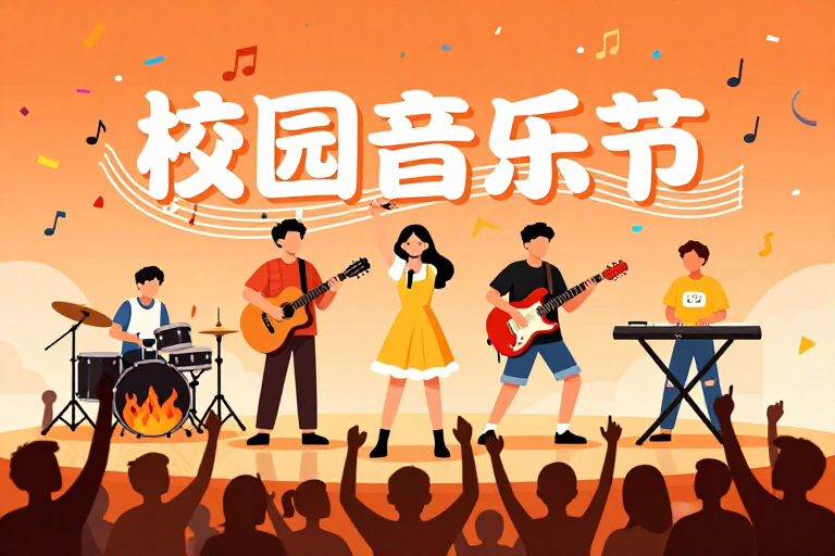 青春校园音乐节活力插画海报设计