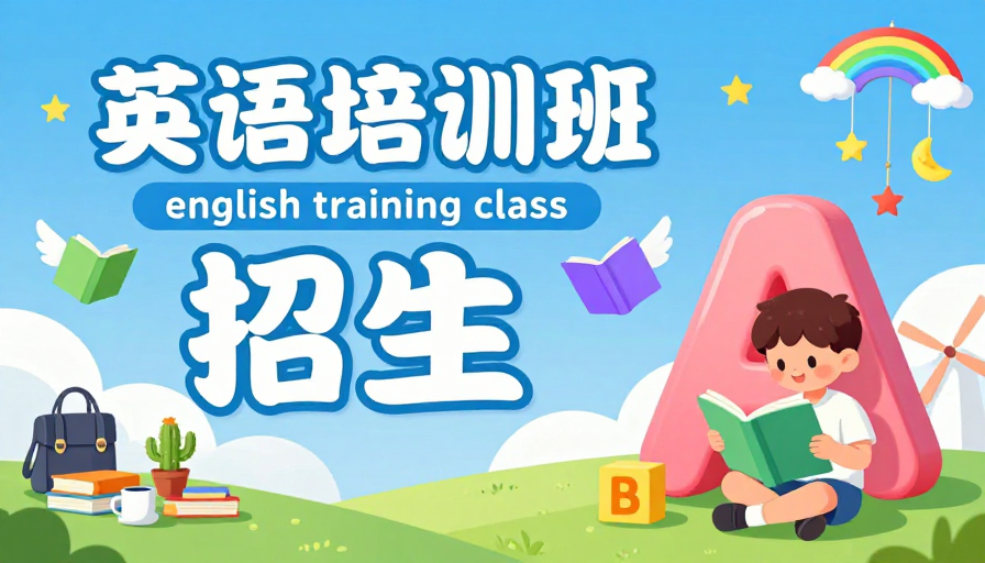 清新儿童英语培训班招生海报