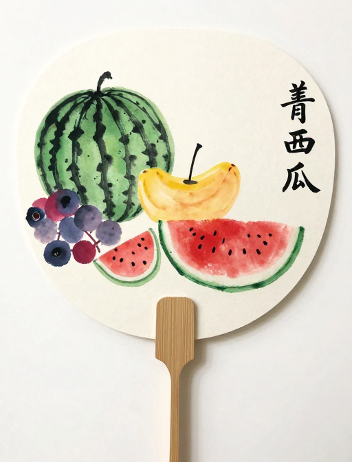 趣味水墨团扇：夏日水果大狂欢