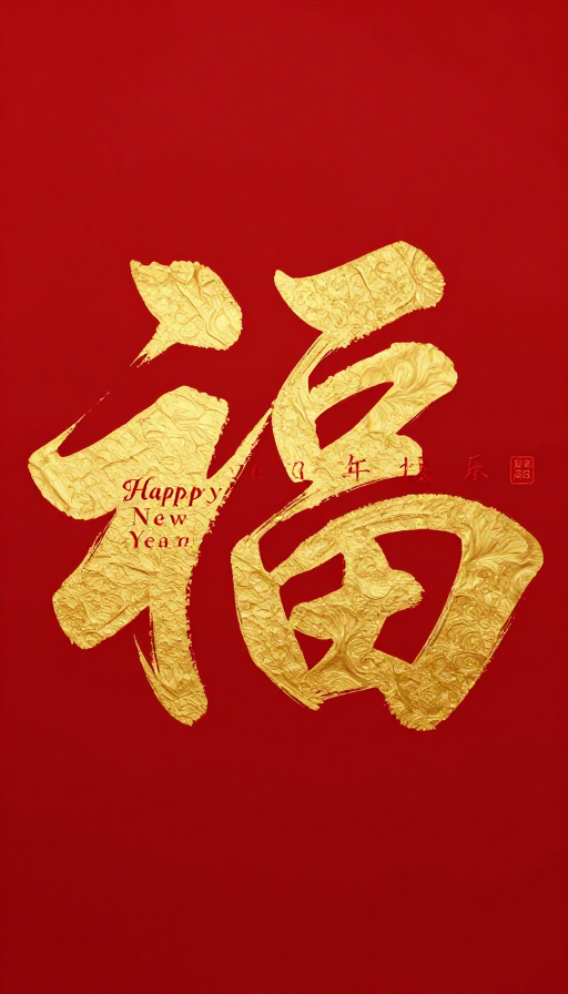 一笔福字2026新年贺图,书法艺术高级感
