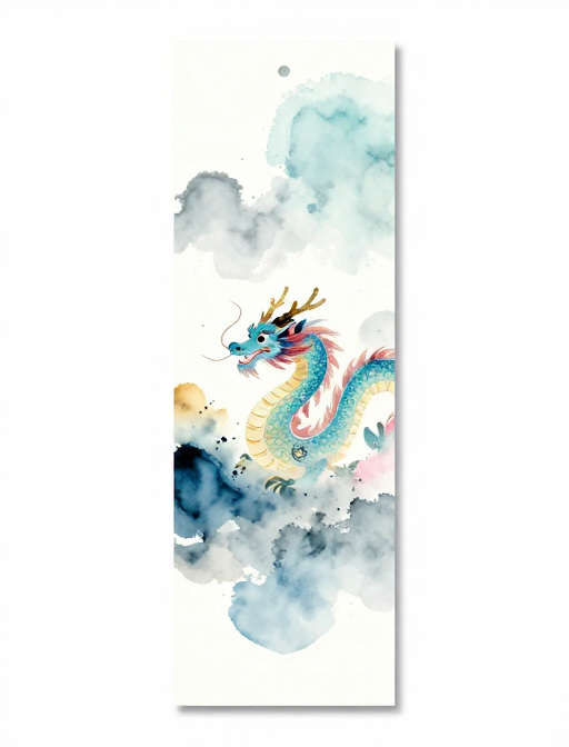 水墨春韵:禅意中国龙书签设计