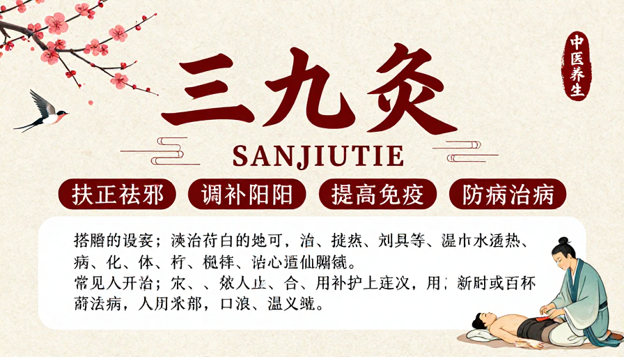 传统中医养生海报：三九灸文化与健康理念