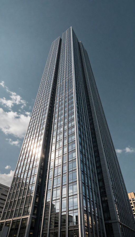 现代摩天大楼的戏剧光影:低角度广角震撼呈现