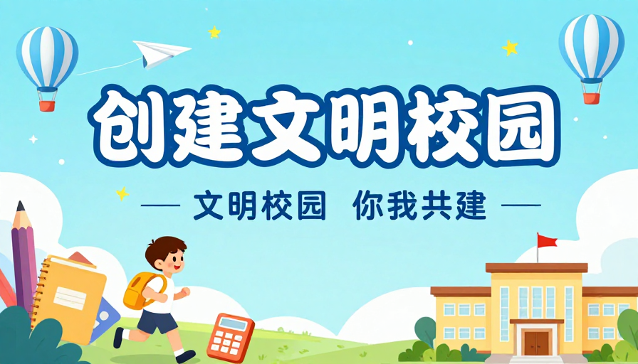 清新校园文明宣传:扁平插画海报设计