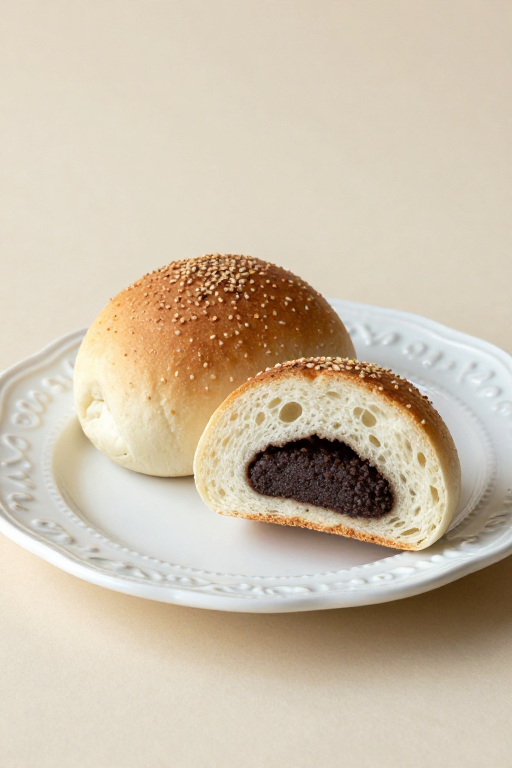 日式简约质感面包摄影:精致带馅食材艺术呈现