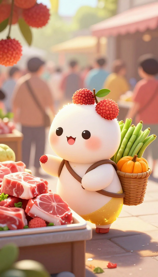 金辉荔枝精灵：可爱拟人肉摊奇遇