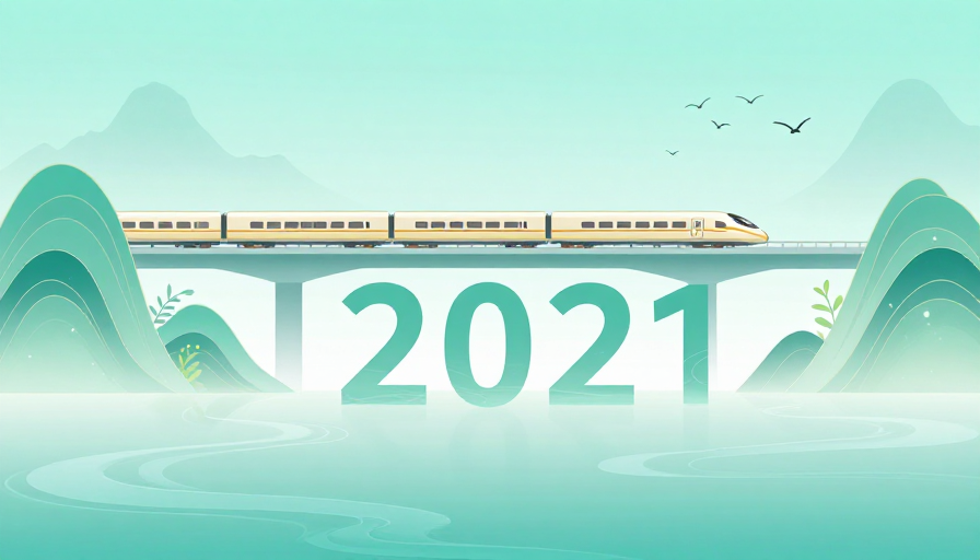 青绿山水高铁：2021东方现代意境背景